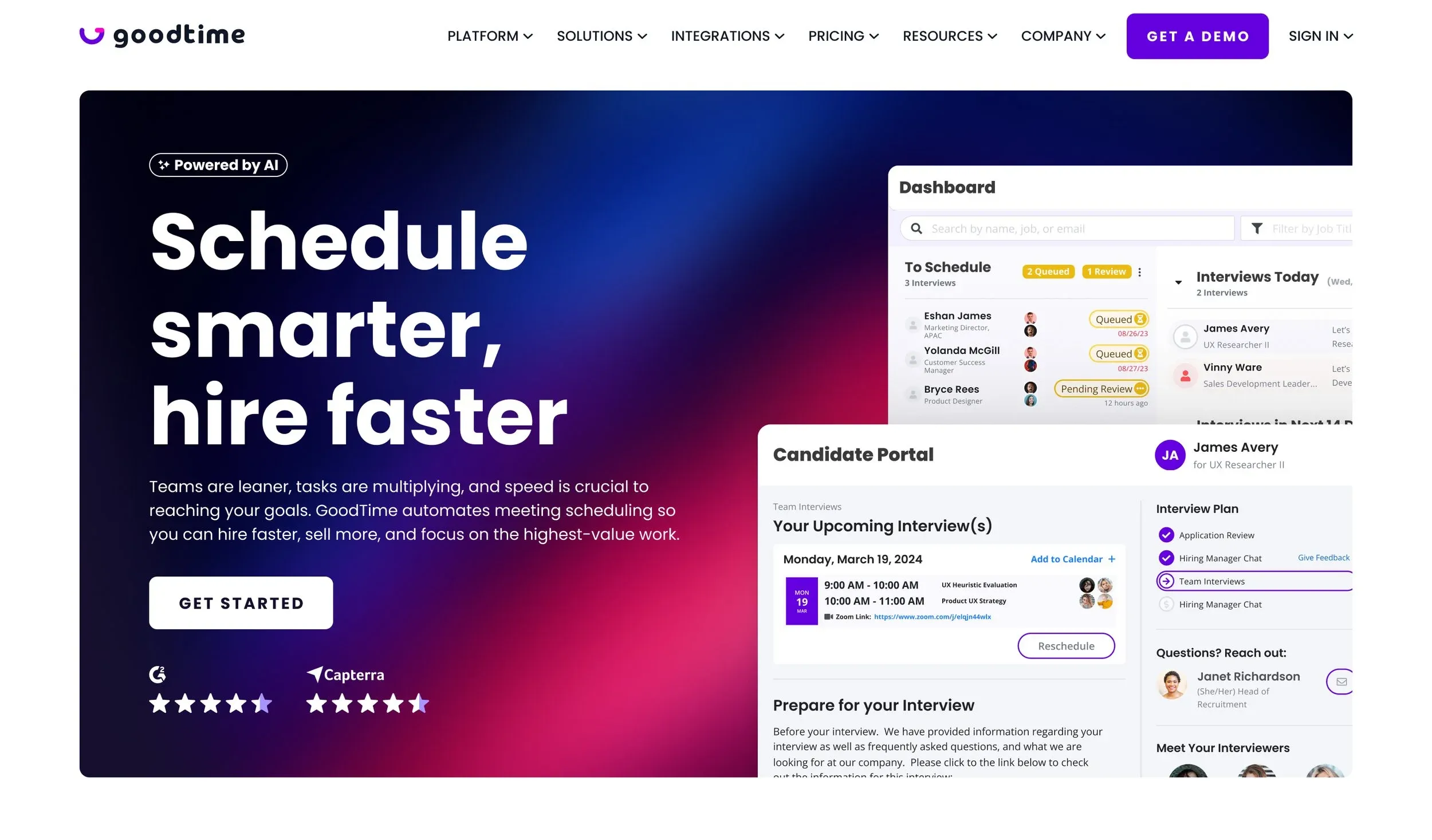 Homepage hero test on a dark magenta gradient