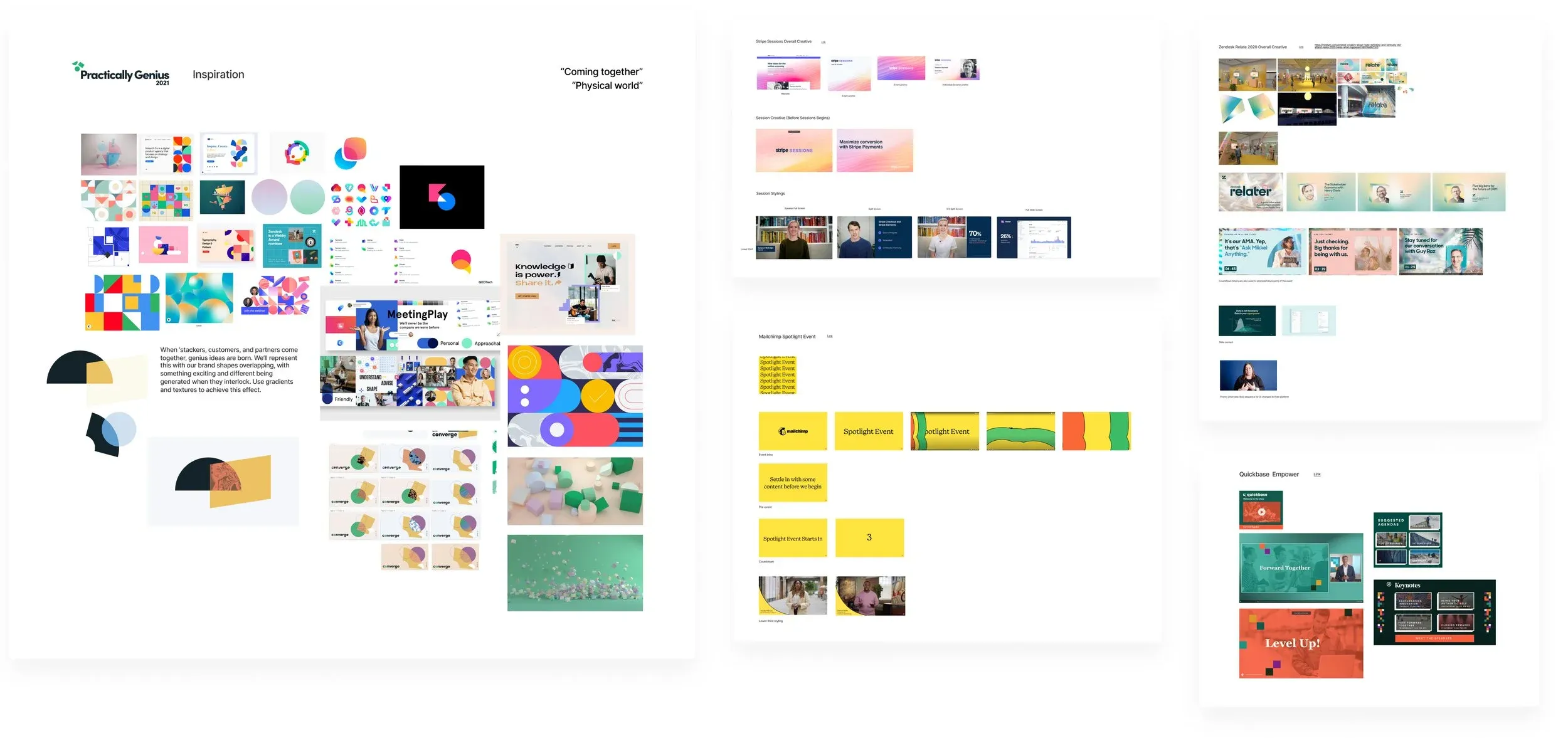 Creative study boards of physical, tactile event references