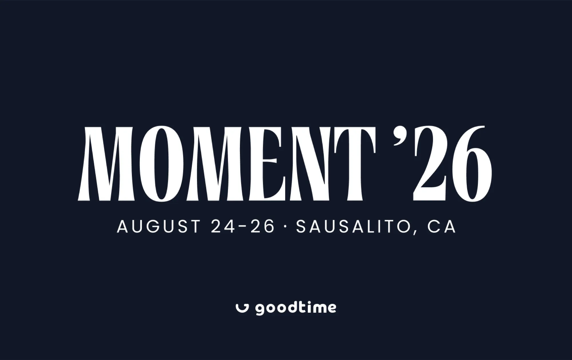 Concept 1: wordmark on deep navy with the GoodTime mark