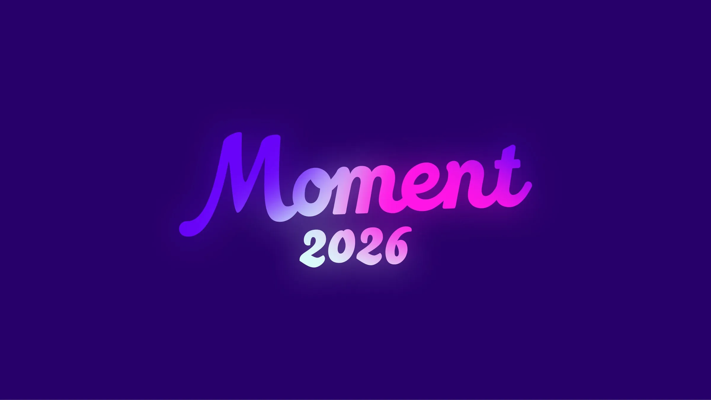 The Moment 2026 logo glowing on deep purple