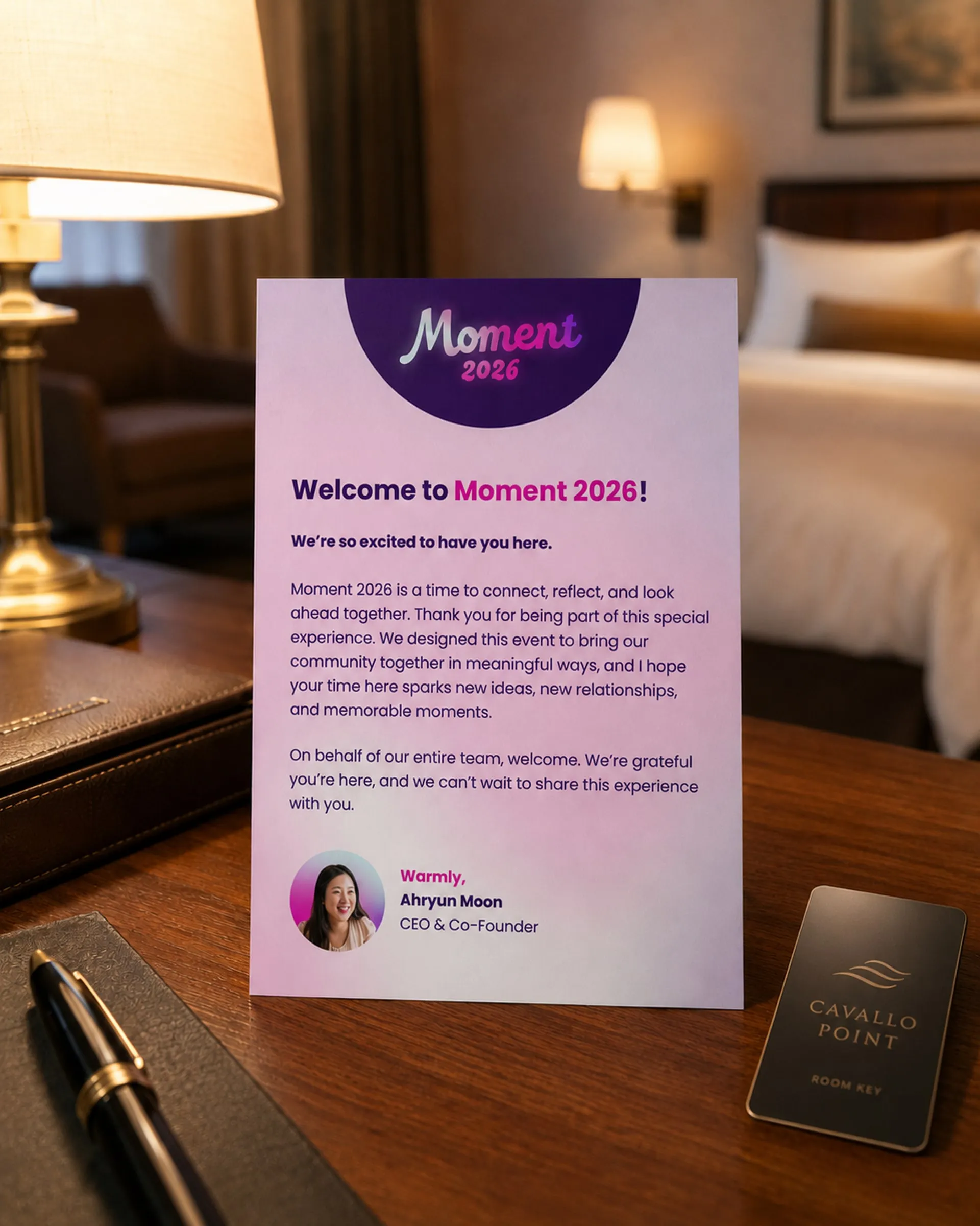 Welcome note design