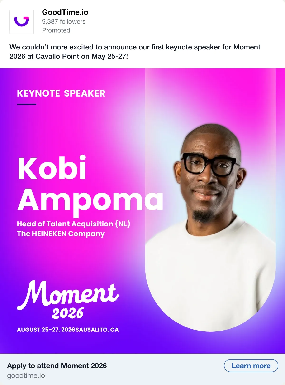 Keynote speaker LinkedIn ad