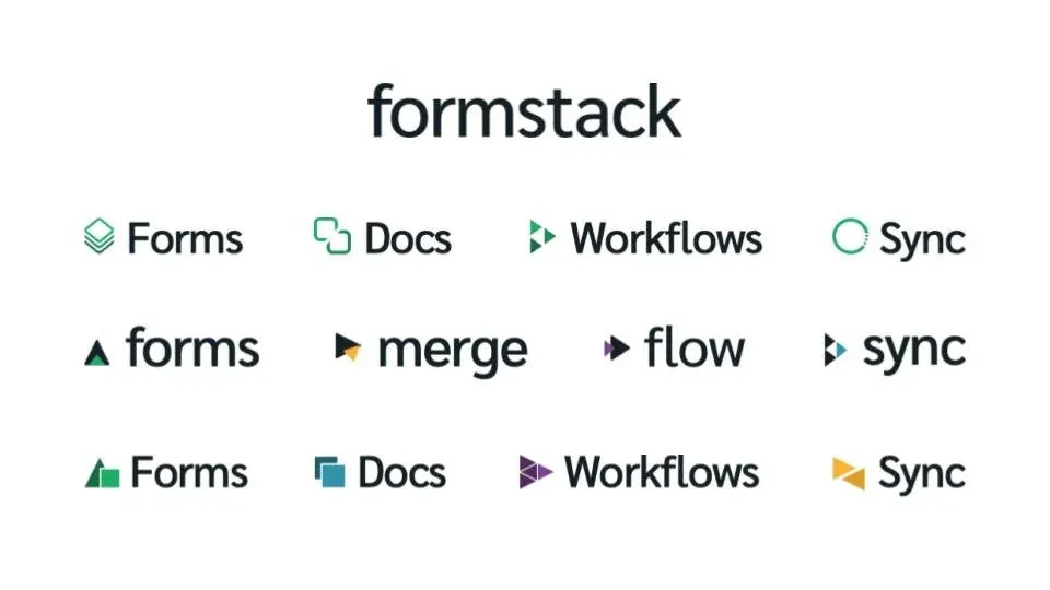 Product naming and icon explorations for Forms, Docs, Workflows, and Sync