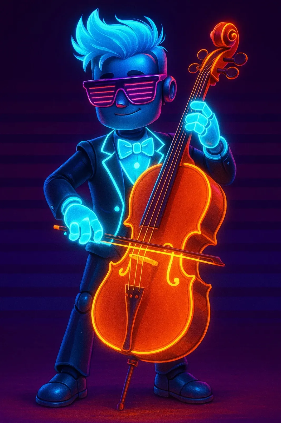Early exploration: a neon cellist
