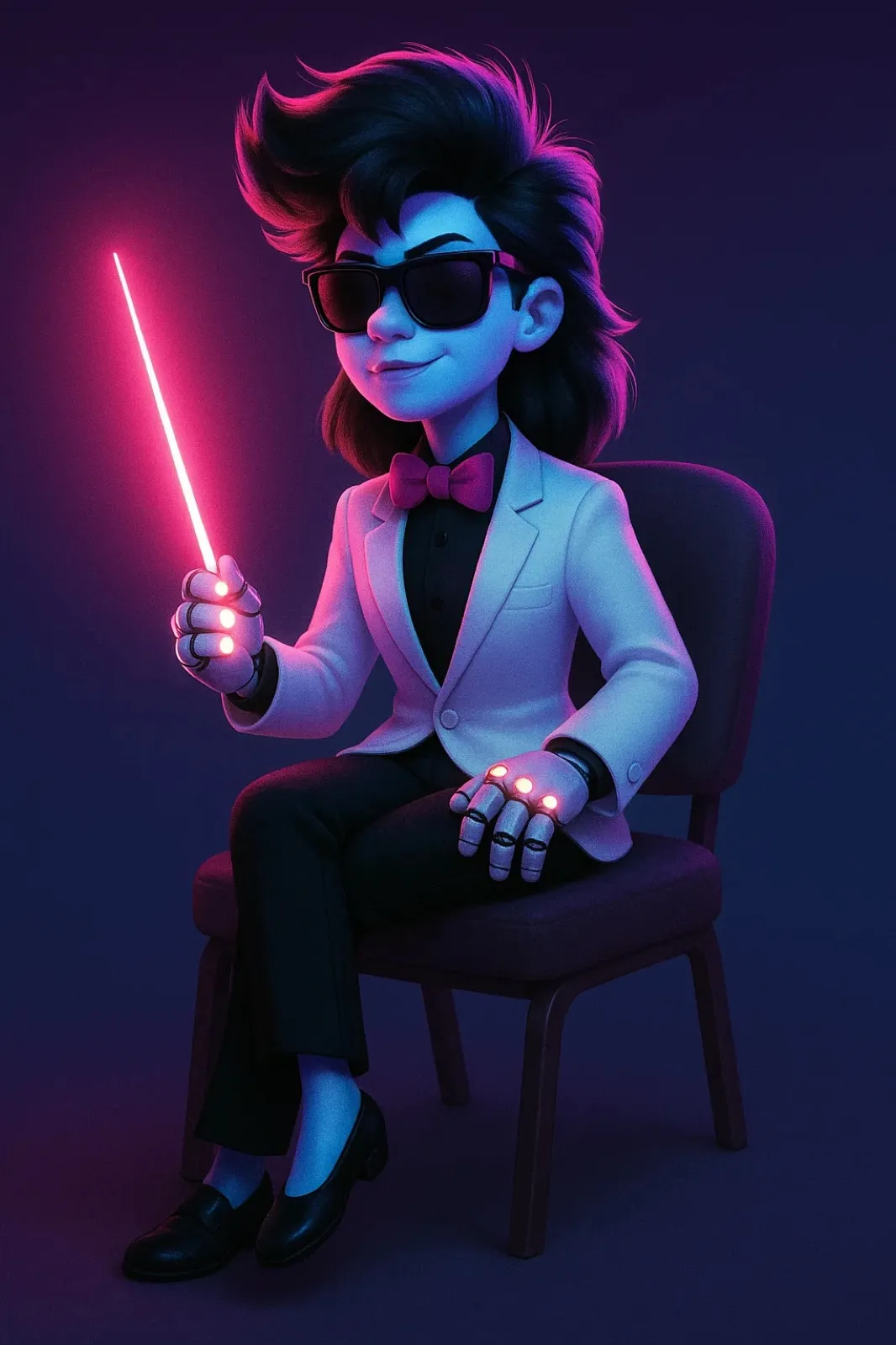 Cori seated, conducting