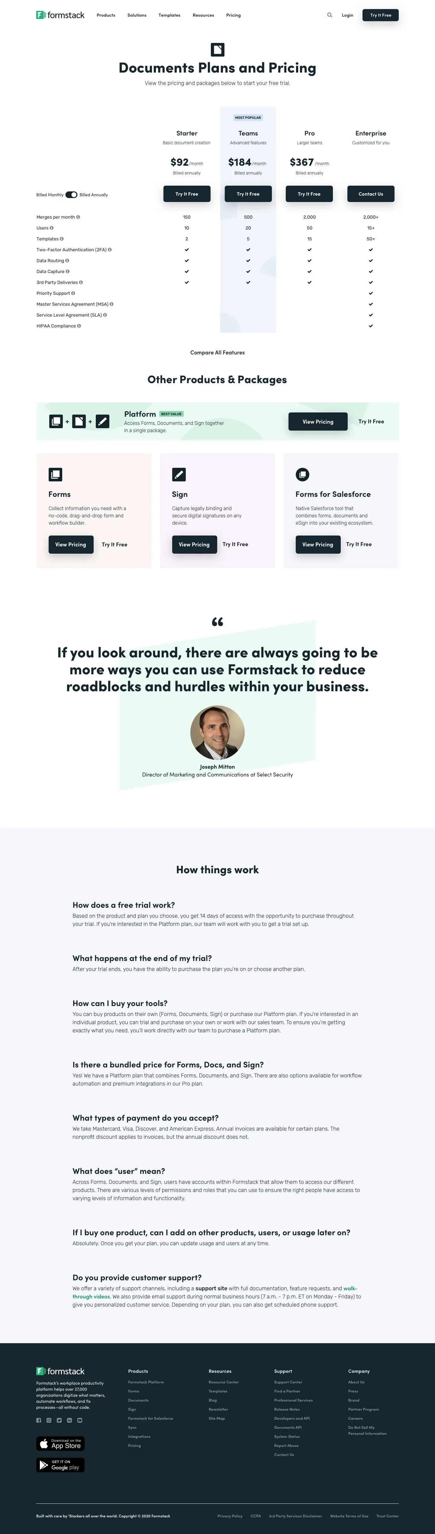 Final Documents pricing page