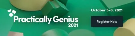 Email signature banner for Practically Genius 2021