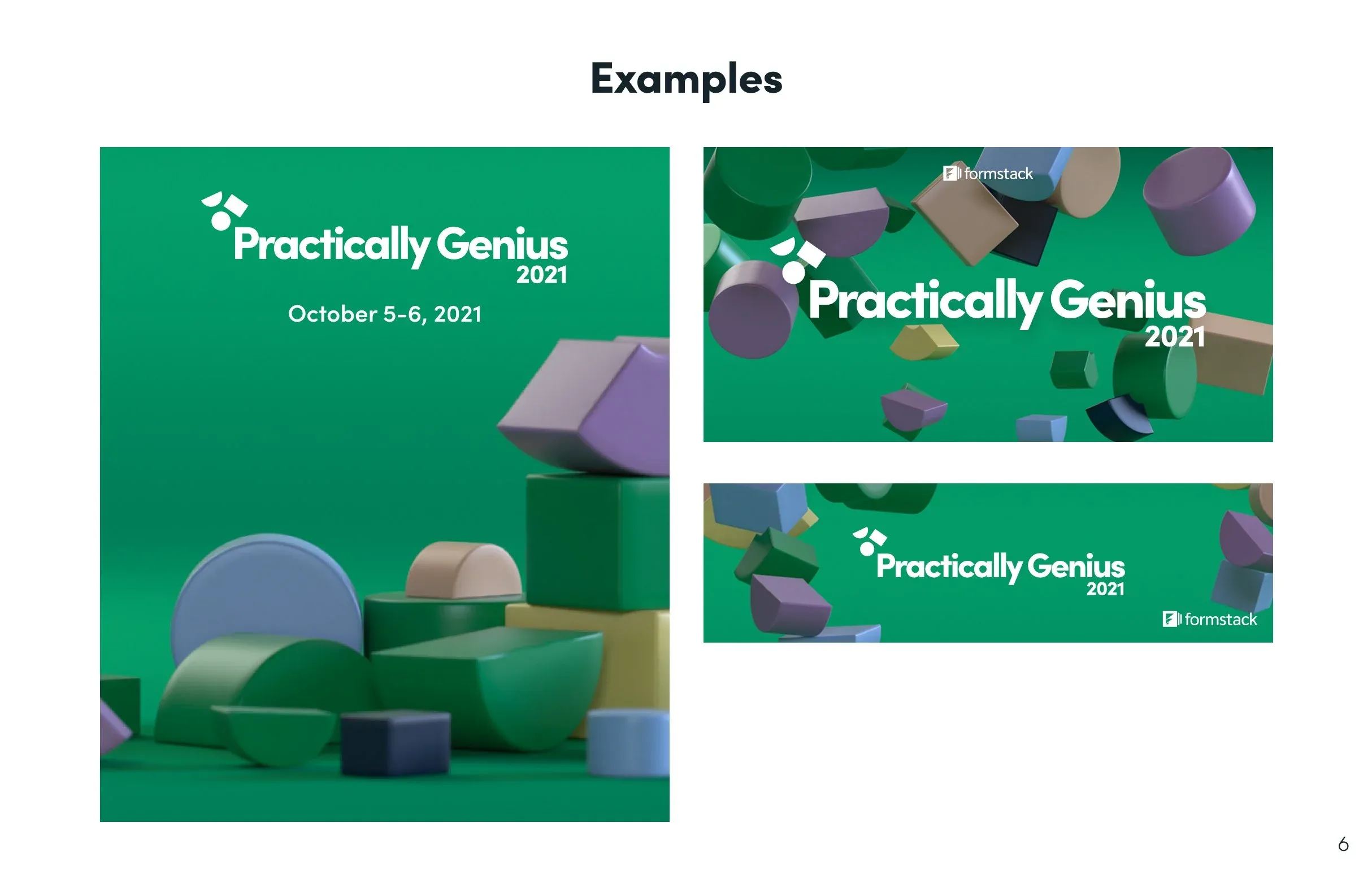 Guidelines page: example event graphics