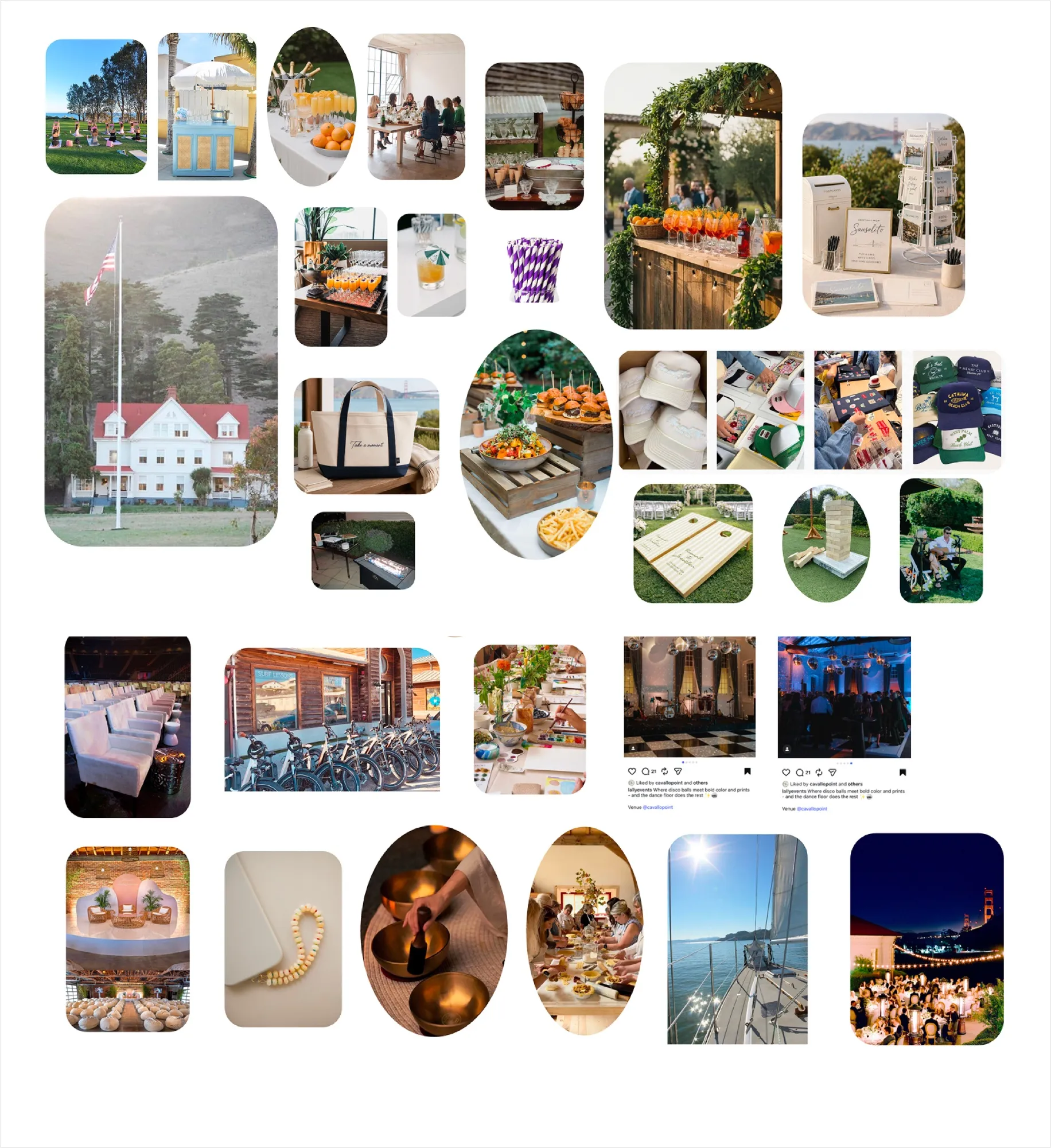 Moodboard of Cavallo Point, the bay, food, and hospitality details