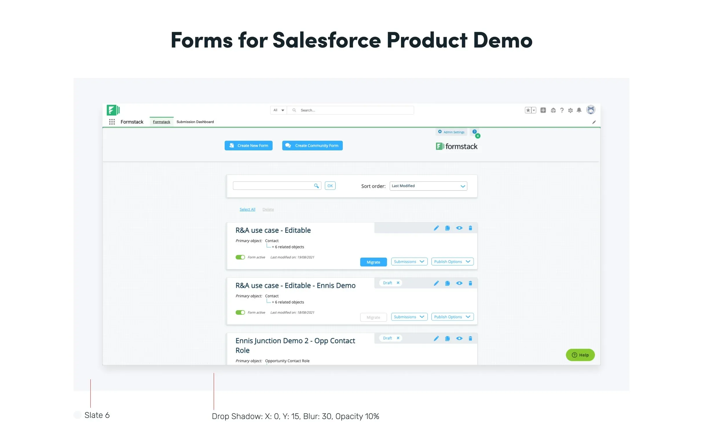 Guidelines page: Forms for Salesforce product demo frame