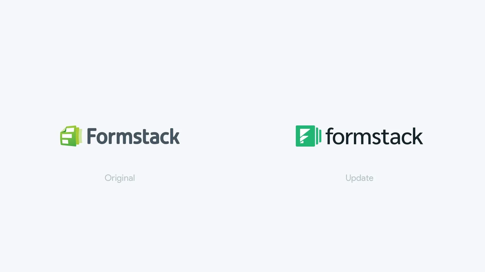 The original Formstack logo beside the updated logo