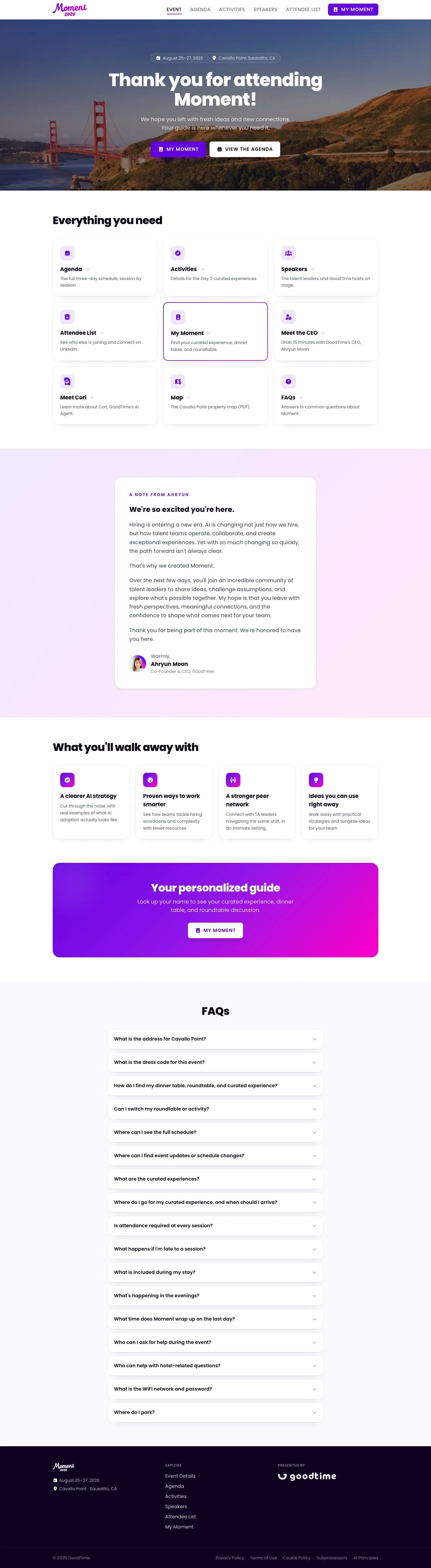 The Moment digital guide on desktop