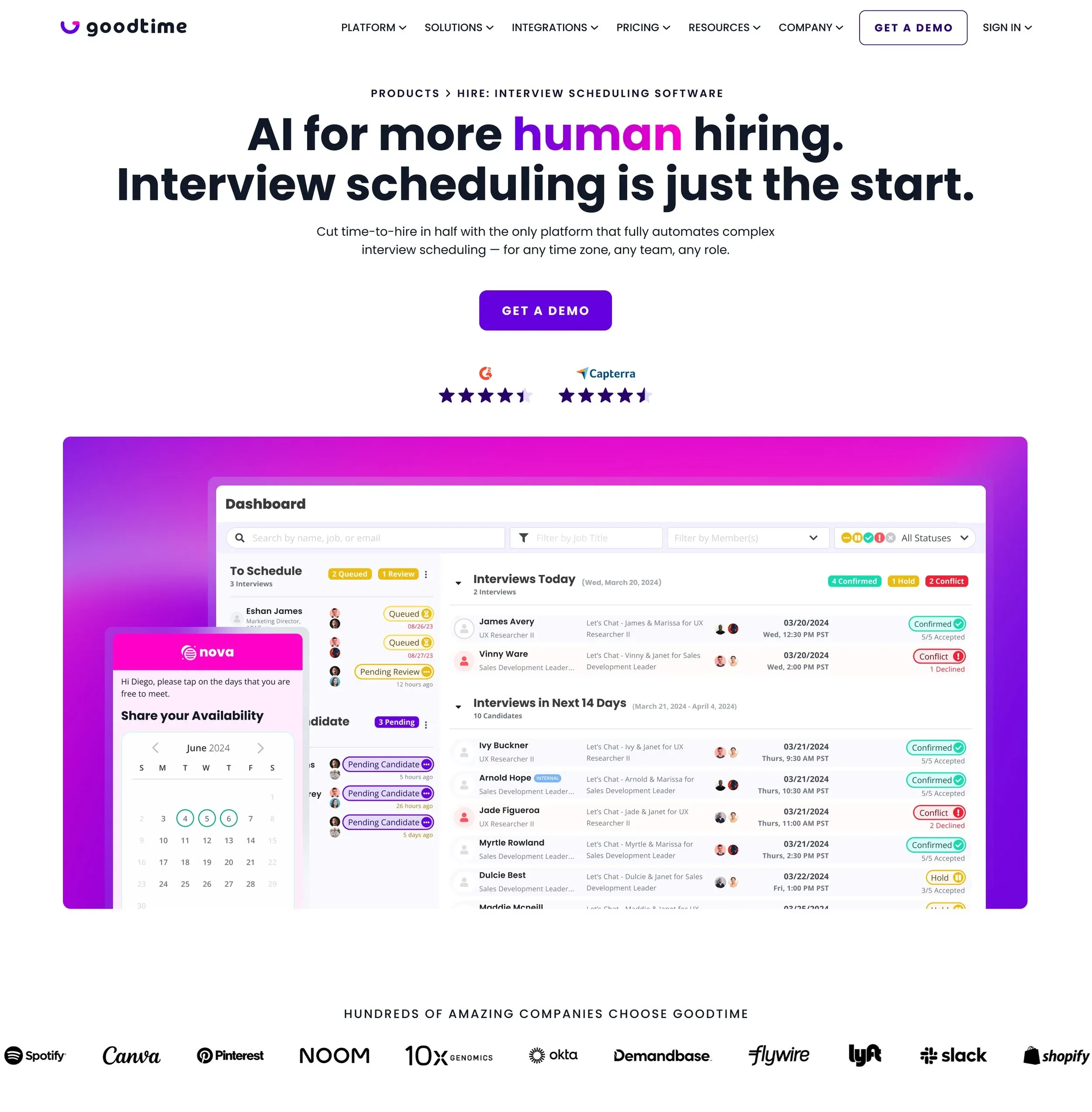 Final GoodTime Hire page design