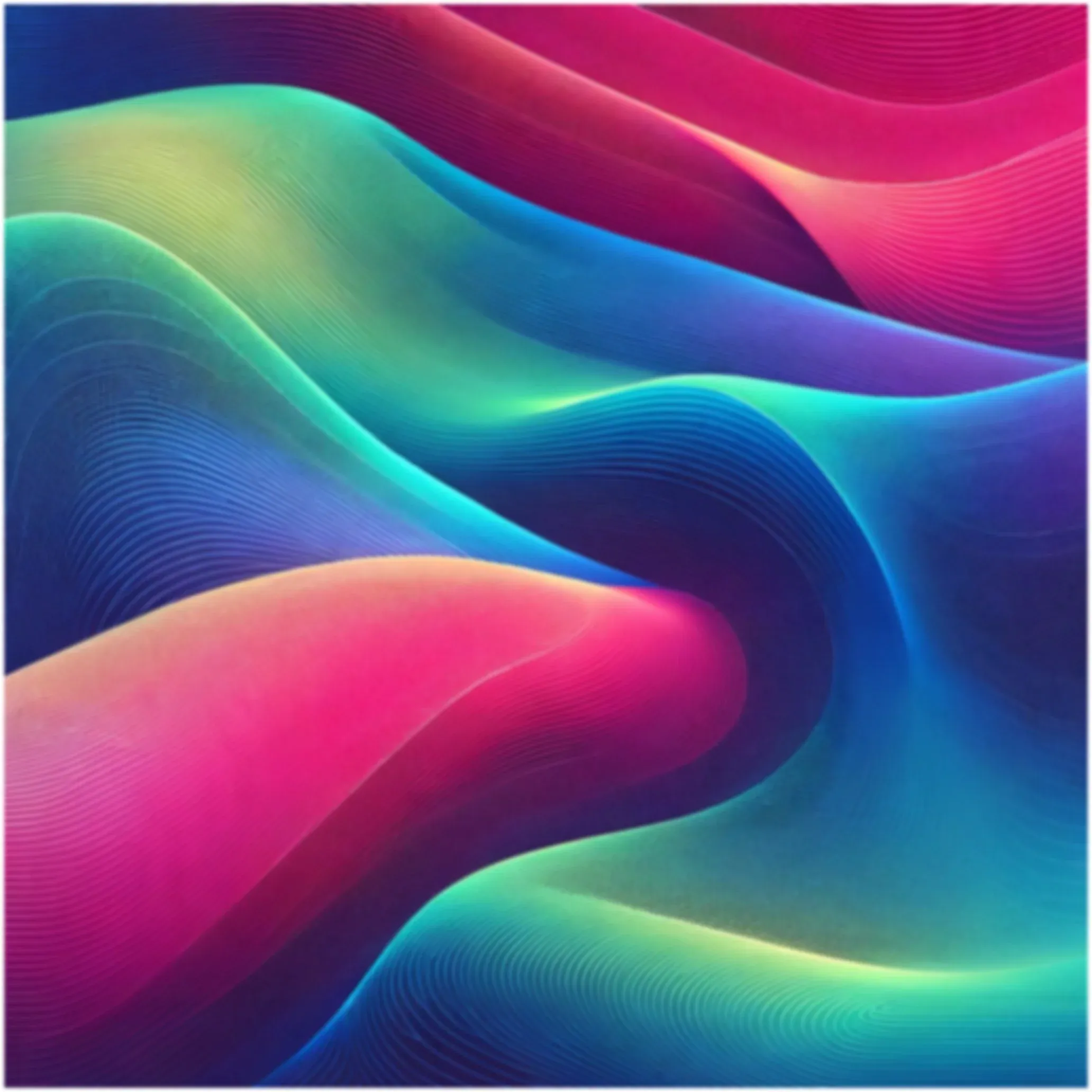 Midjourney exploration: flowing waves in pink, teal, and green