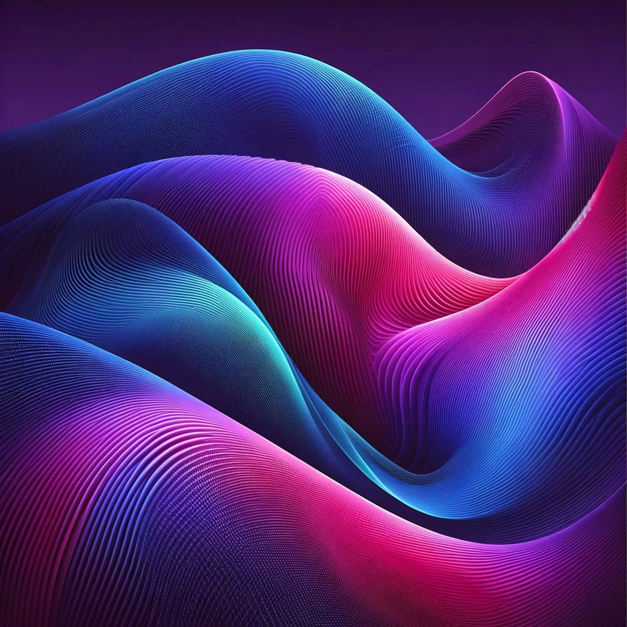 Midjourney exploration: layered magenta and blue waves on dark purple