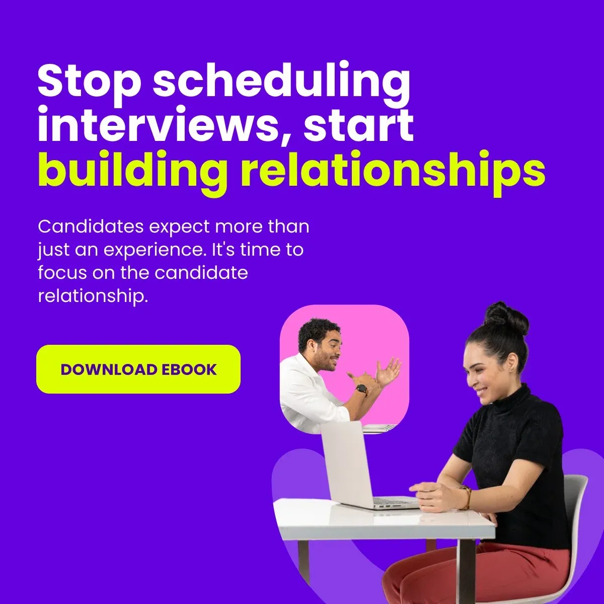 Previous-style LinkedIn ad on bright purple promoting an ebook