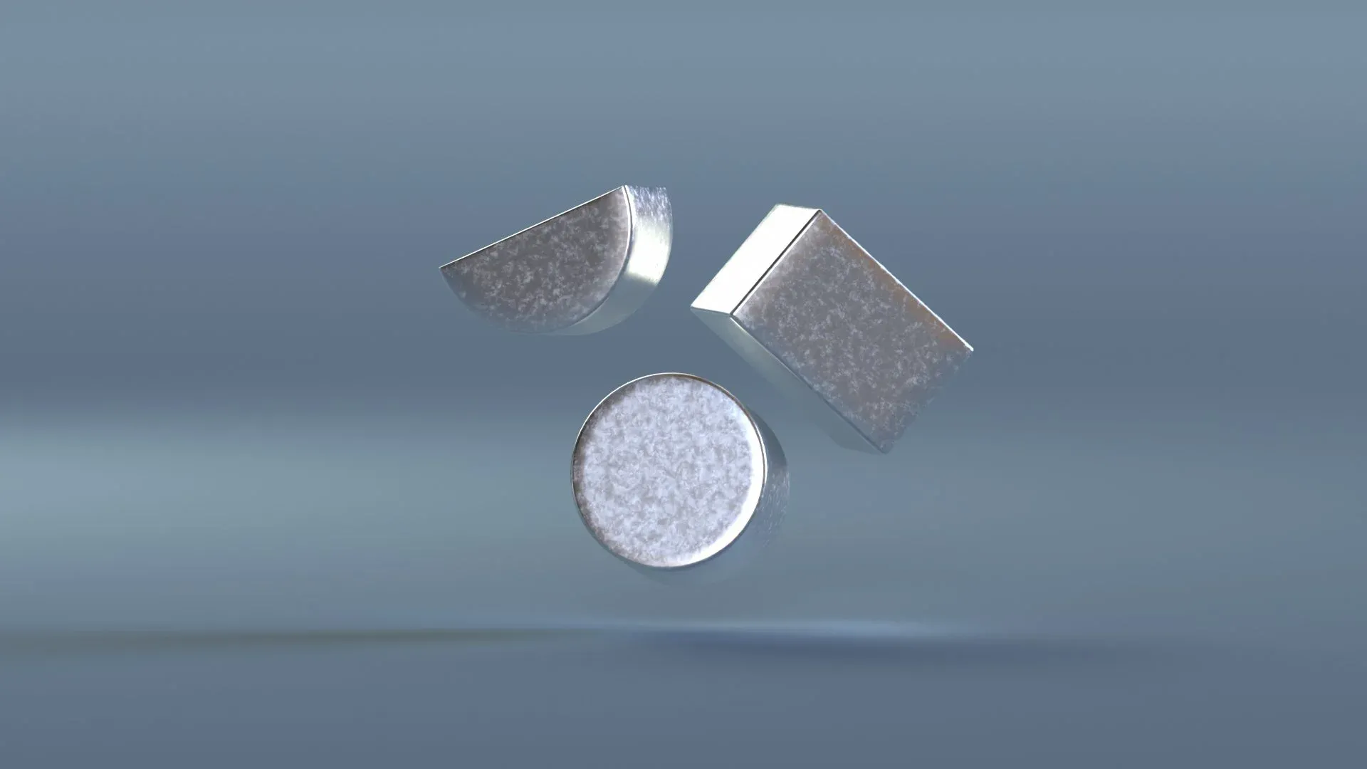 Silver-award version of the 3D logo shapes on light slate