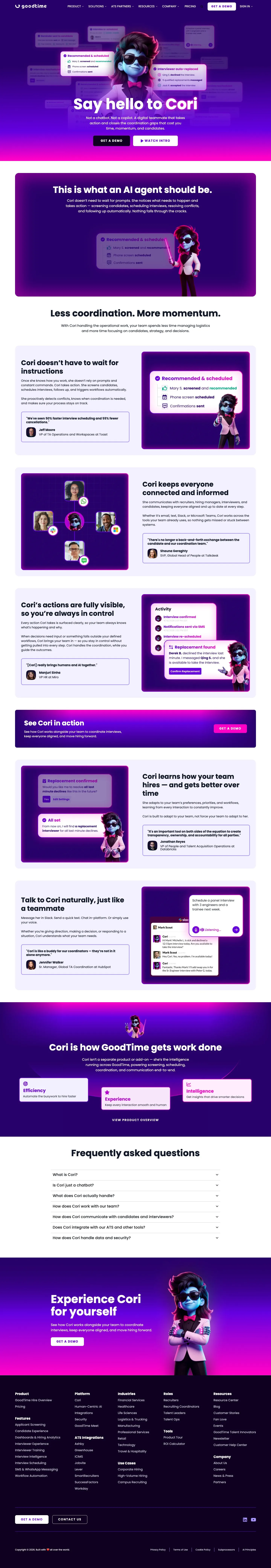 The Cori landing page on desktop