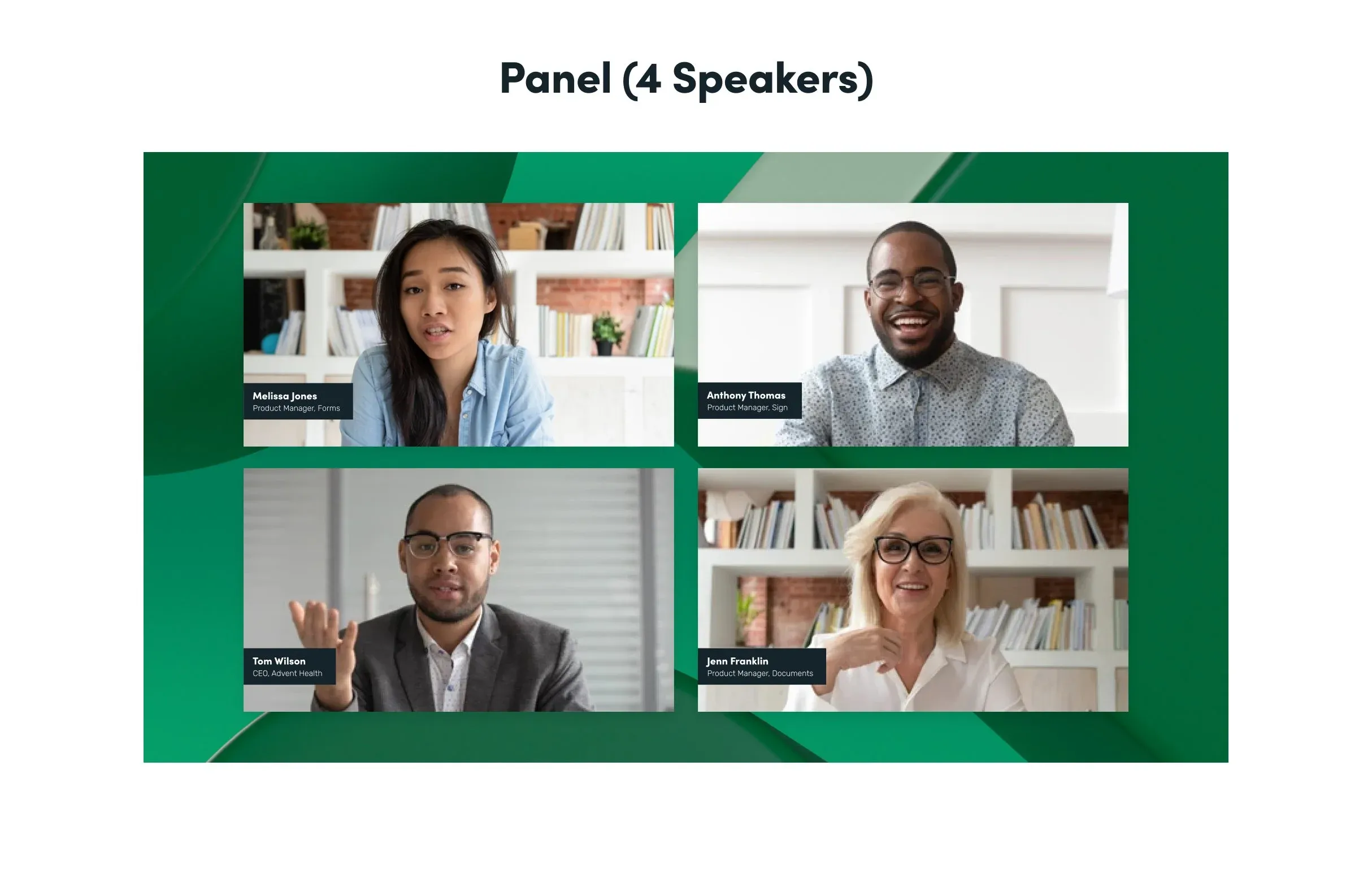 Guidelines page: four-speaker panel layout