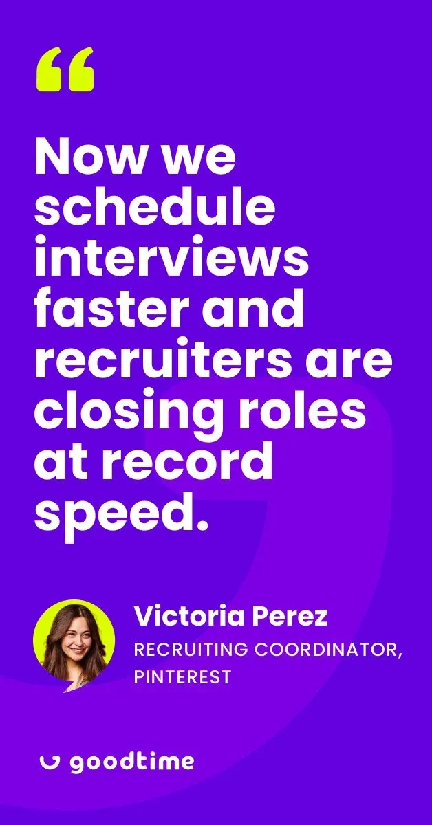 Previous-style testimonial ad from a Pinterest recruiting coordinator on bright purple