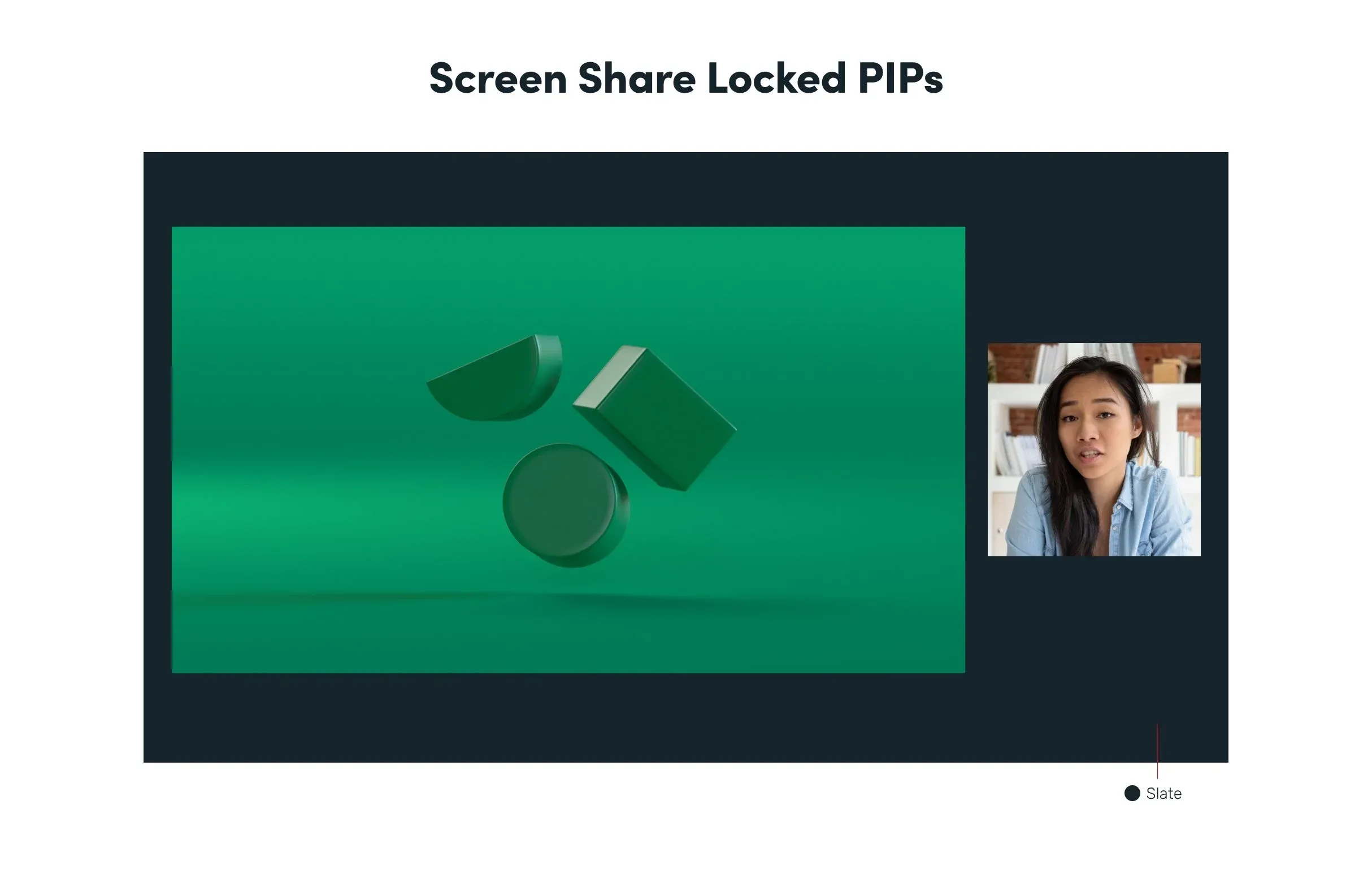 Guidelines page: screen share with a locked picture-in-picture speaker