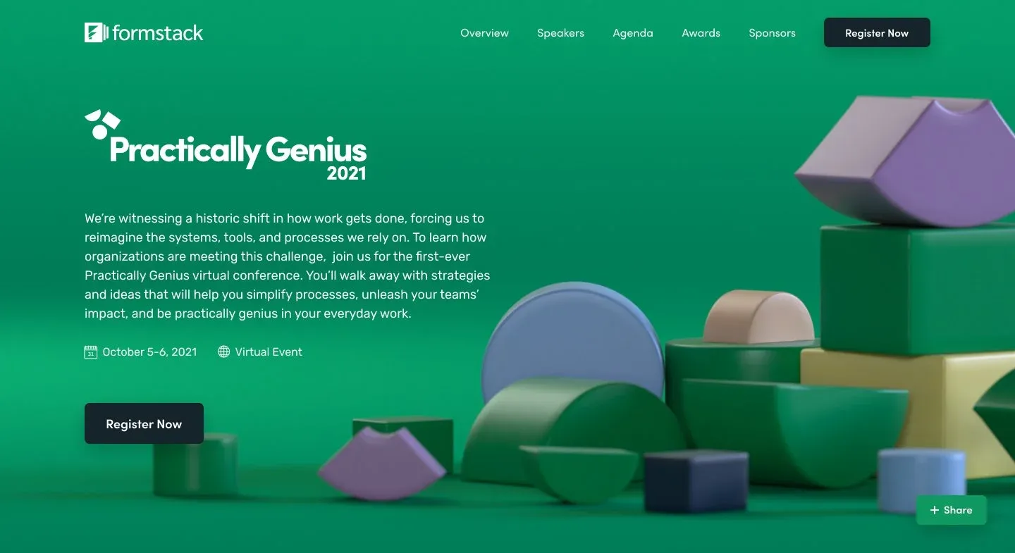 Practically Genius registration landing page