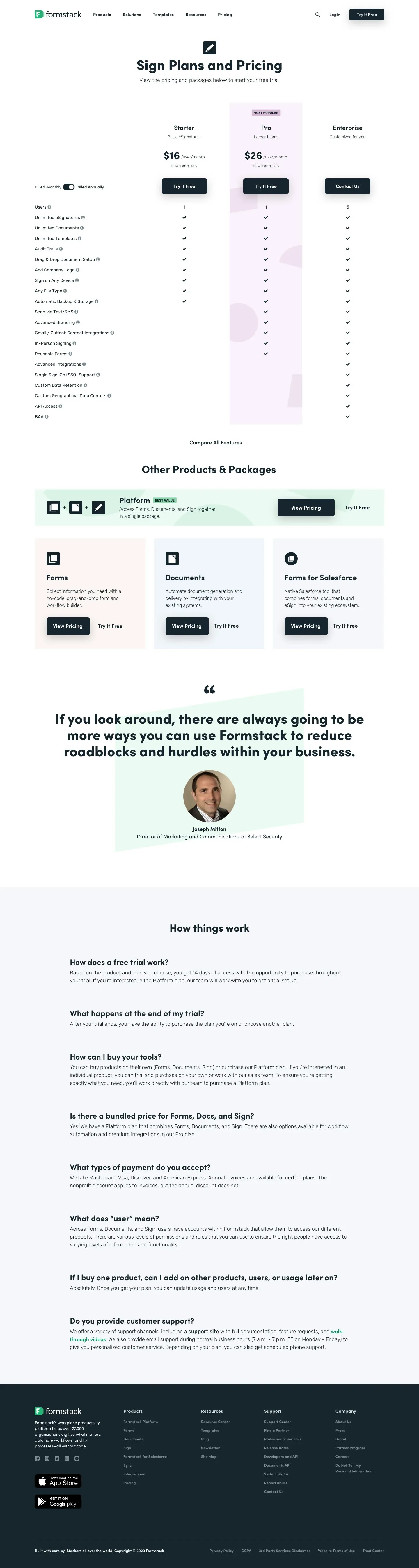 Final Sign pricing page