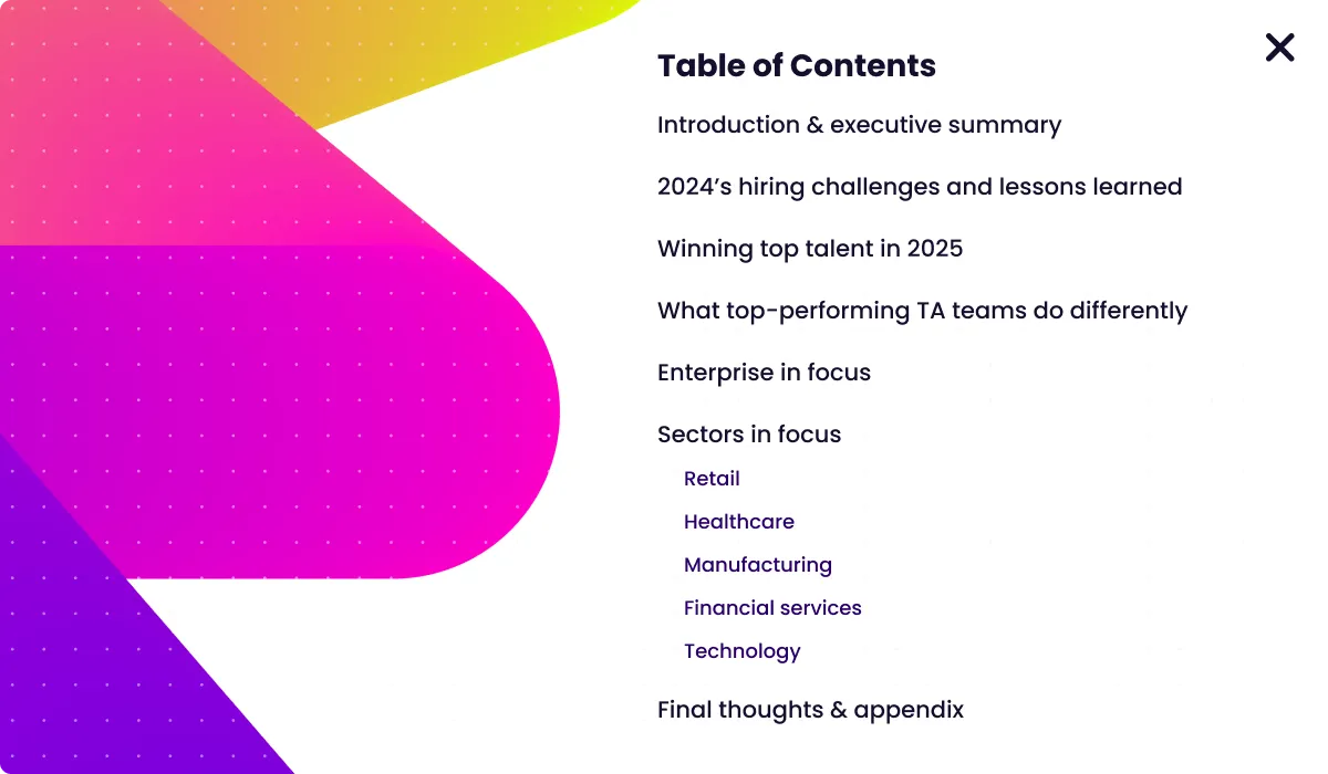 Table of contents modal