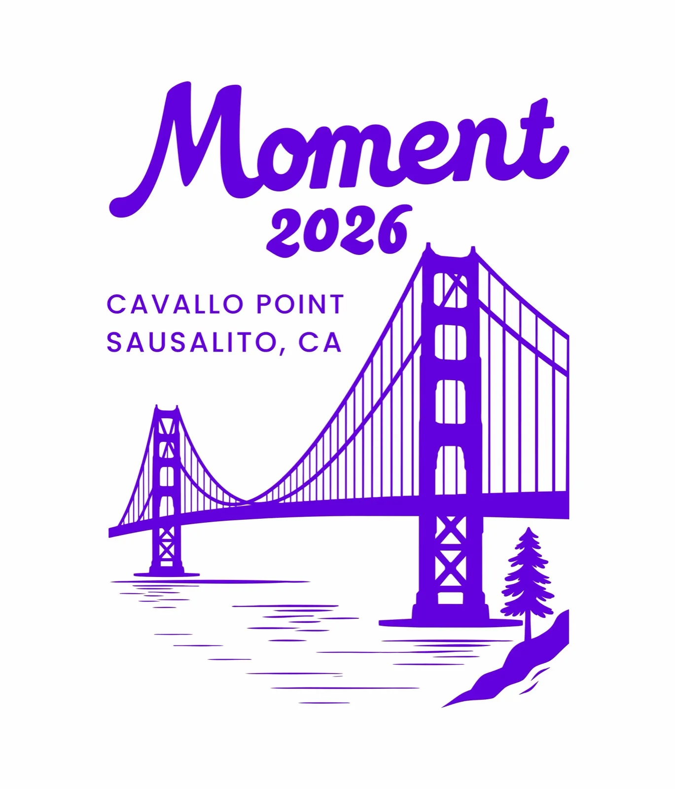 Golden Gate and cypress illustration