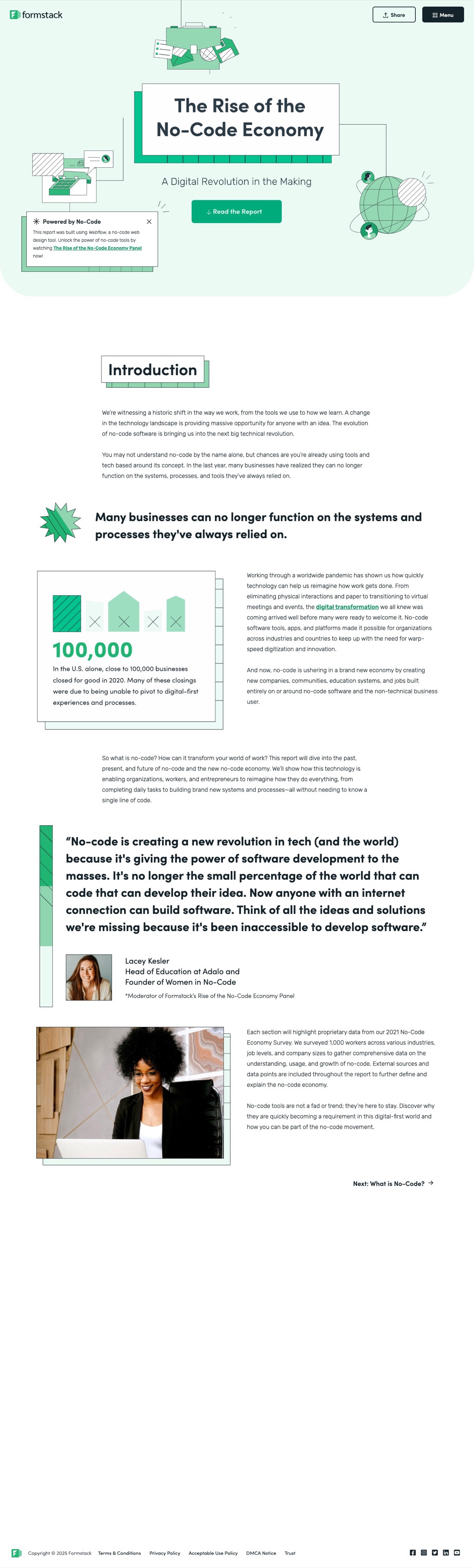 The report's landing page on desktop